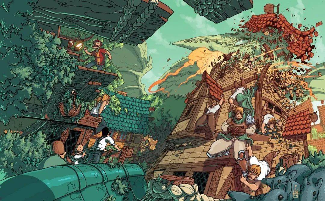 经典的透视角度,画风酷炫充满故事性的插画~_画面