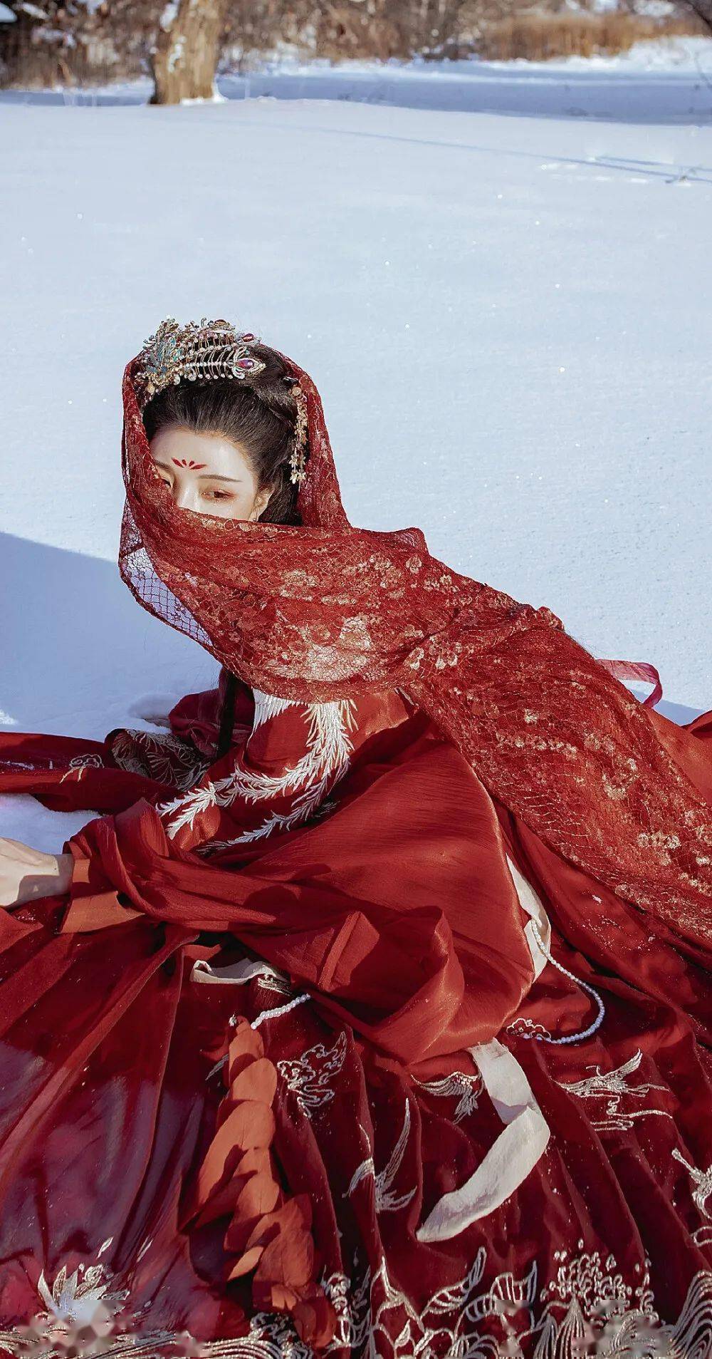 雪中汉服壁纸 | 昔去雪如花,今来花似雪_古风