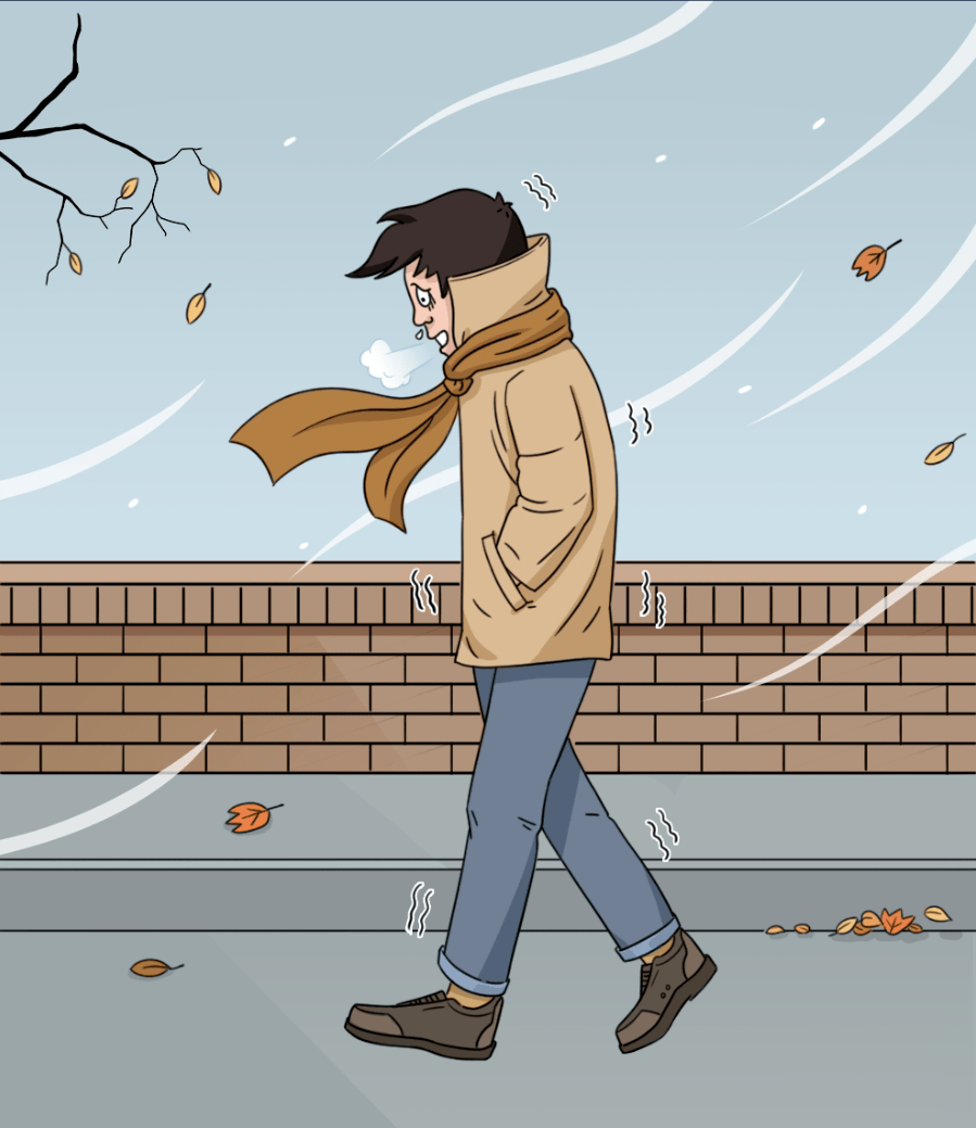 05在寒风刺骨的天气里,手冷又无兜可揣的时候把手压到屁股底下.