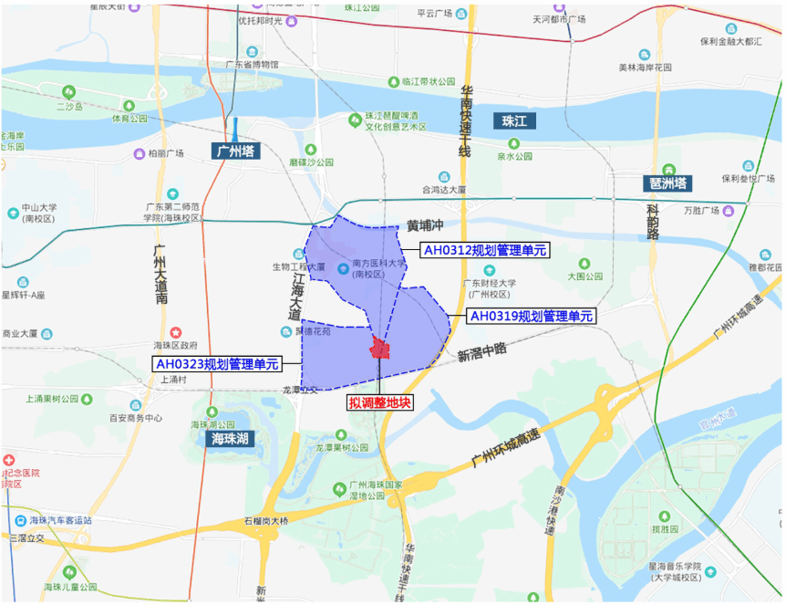 6969如圖所示,擬調整地塊位於海珠區中部