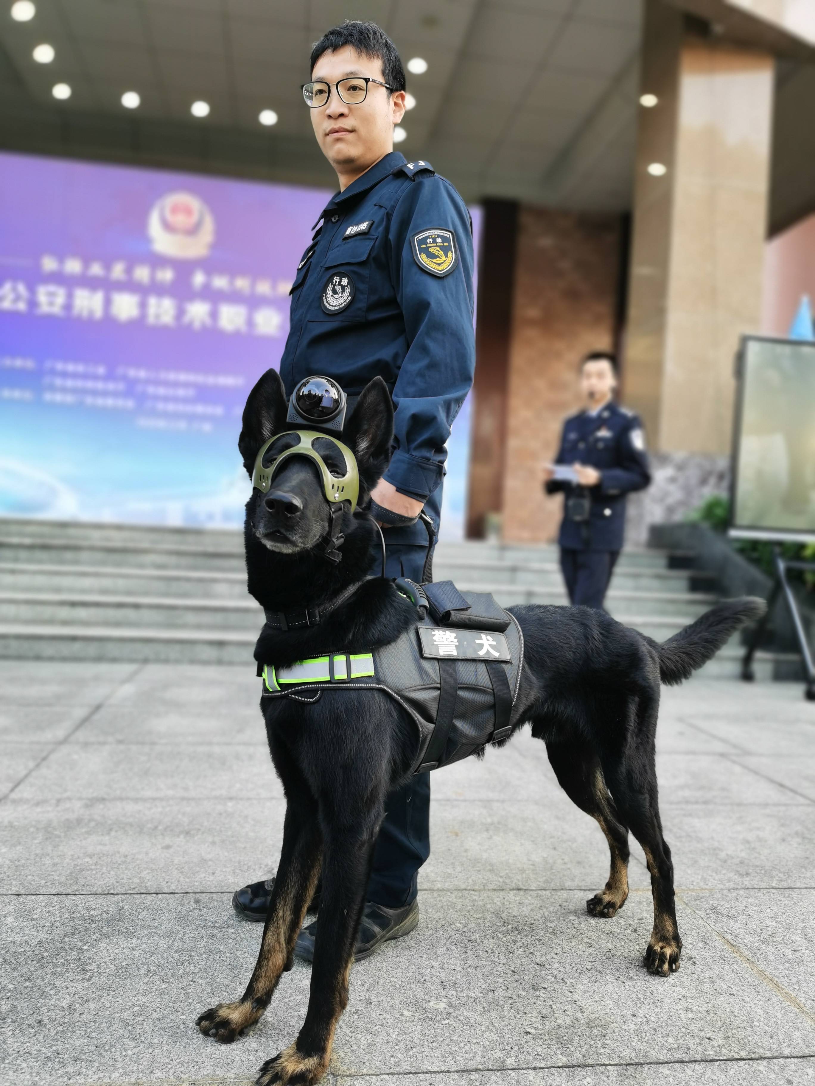 警犬穿戴式装备亮相可实现人员远程指挥警犬独立作业