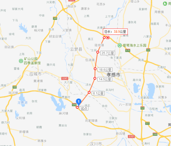 孝感至汉川公路走向图图片