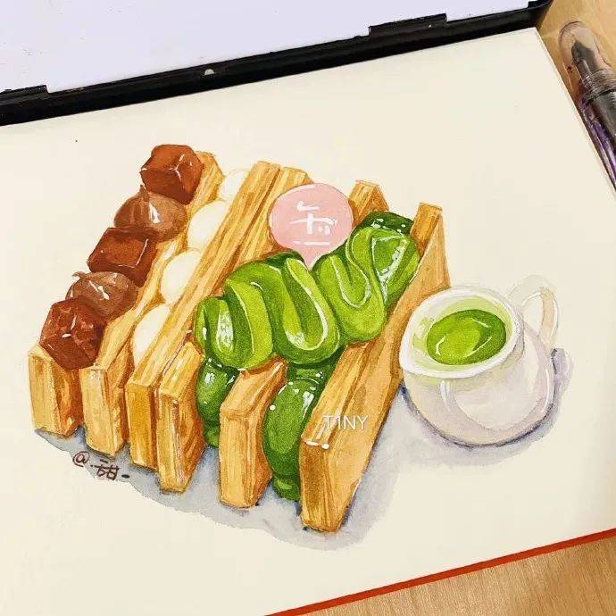 水彩美食丨一组水彩美食手绘插画作品