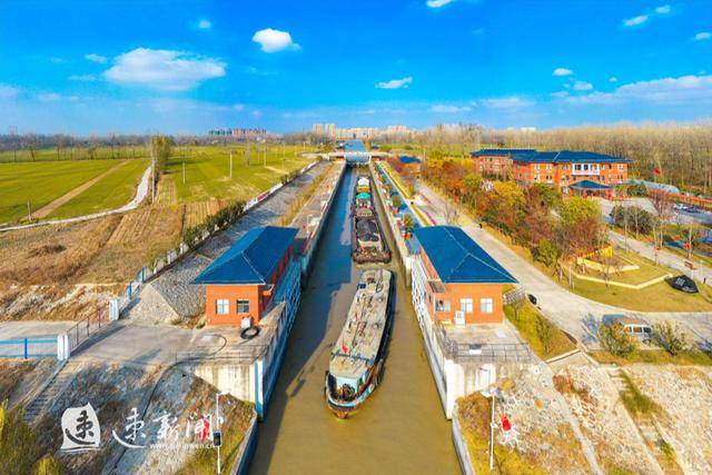 醉美来看冬日下大运河畔的宿迁成子河船闸