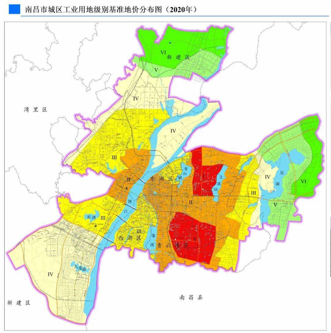 南昌市城區基準地價分佈圖出爐62925平方公里七個等級