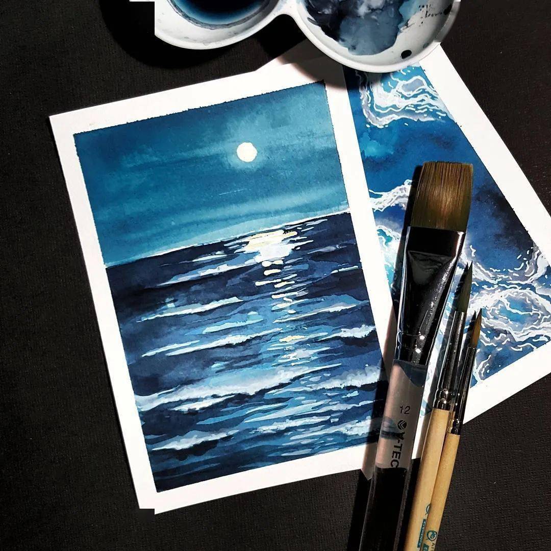 他山之石艺超级好看的单色调水彩画很暖心怎么都看不腻