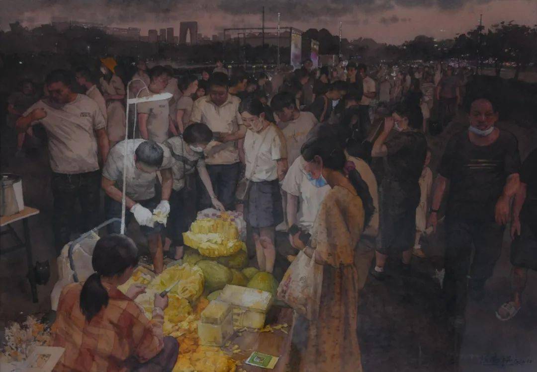 陈鹏 《老李的水果摊》 38cmx54cm陈中科 《遍野麦香》 38cmx56cm冯