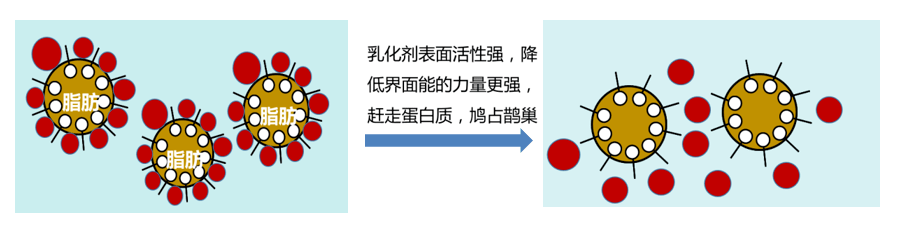 乳化剂对乳液形成更强的稳定作用冰淇淋制作的第三步是为上面稳定的