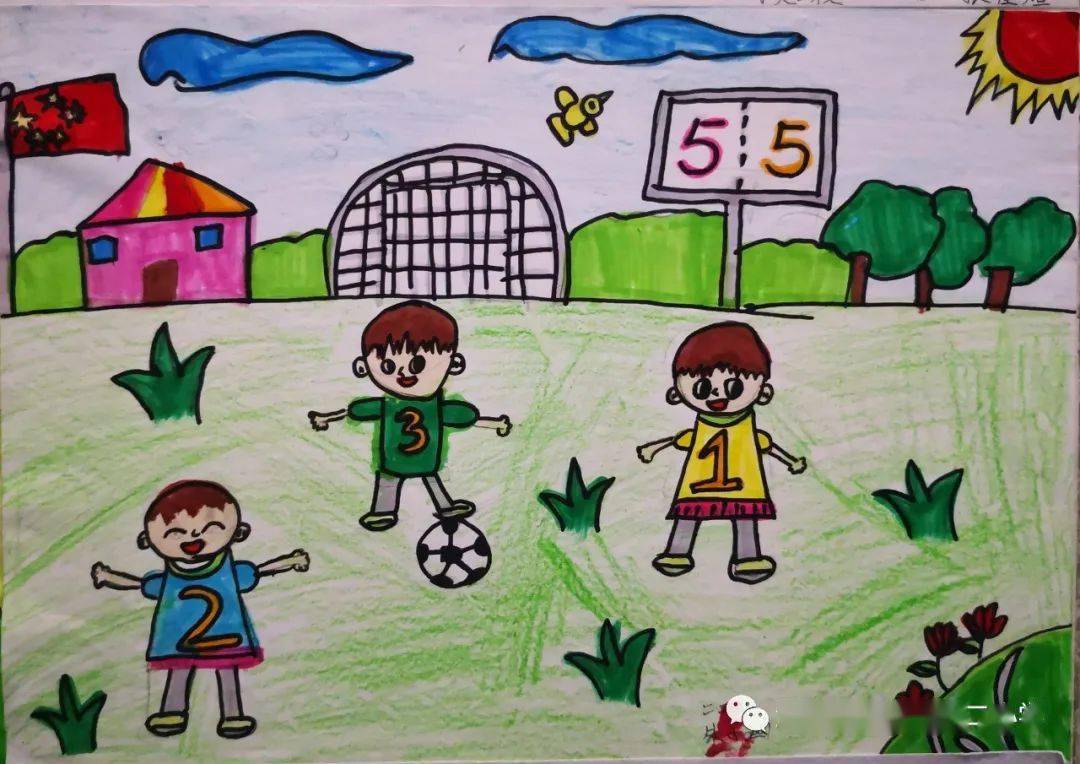 五年级足球绘画图片