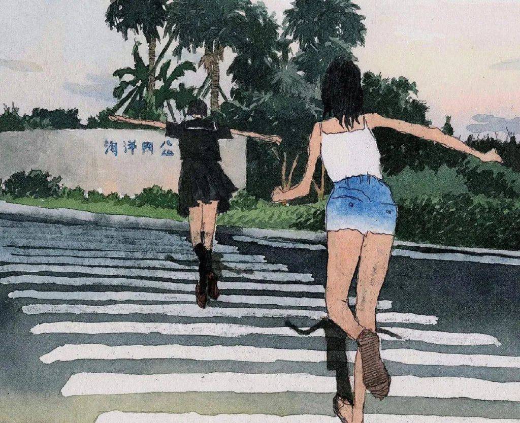 水彩欣赏韩国画家一组青春少年主题水彩绘画