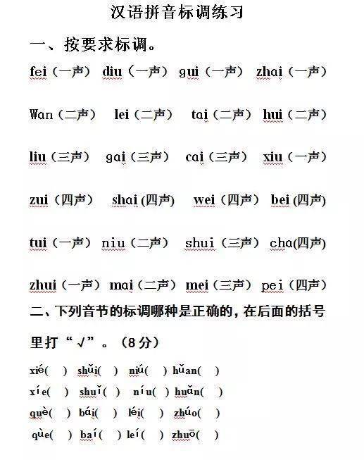 期末必考:一年级语文上册汉语拼音必考点汇总