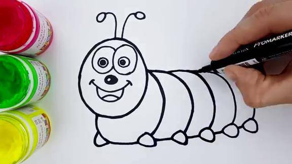 儿童简笔画涂色肥肥的大青虫