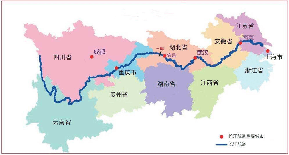 长江流经哪几个省地图图片