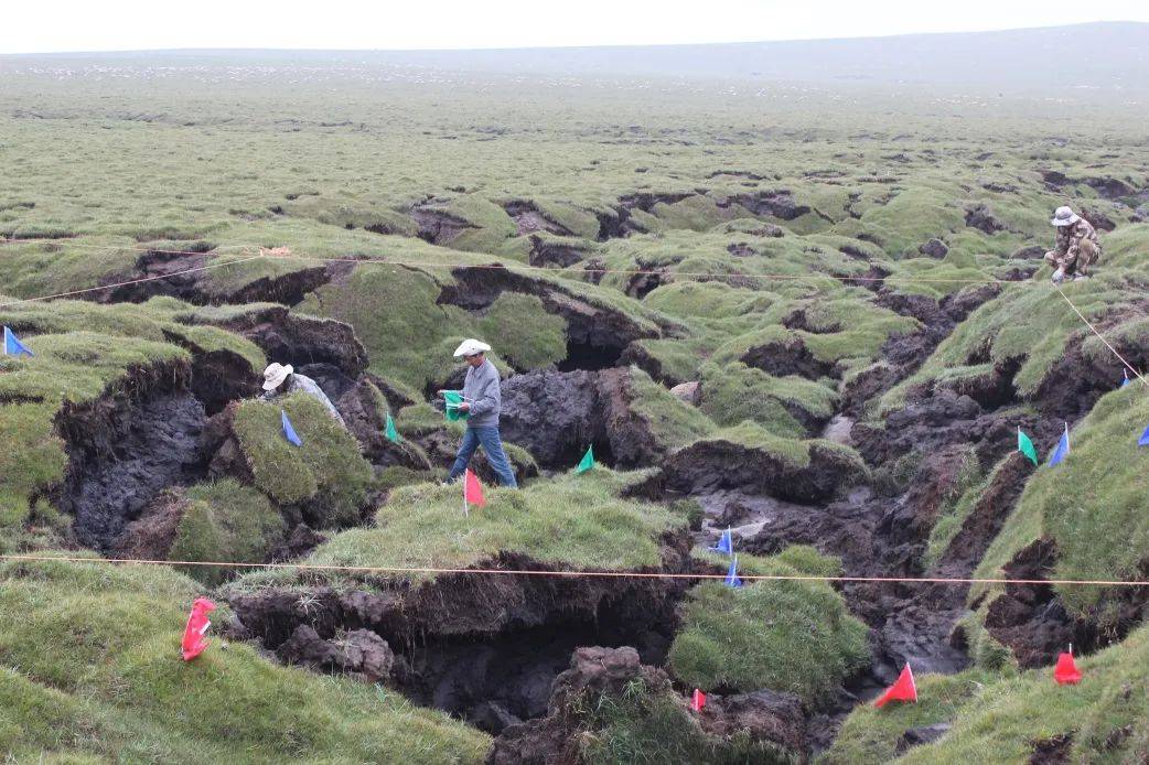 研究组依托在青藏高原祁连山冻土分布区建立的热融塌陷观测平台(图2)