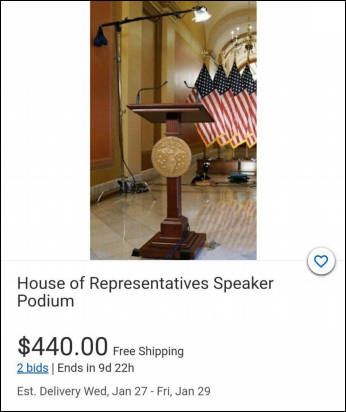 美众议院讲话台被拍卖了？