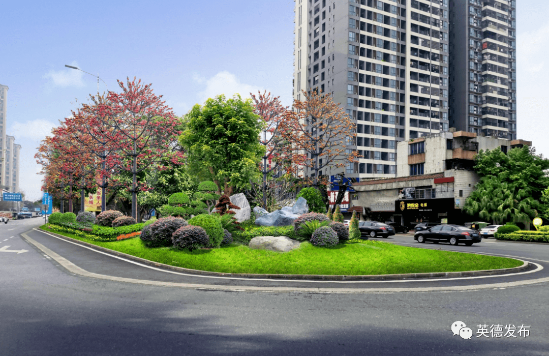 英州大道路口节点效果图改造前效果图英州大道北标准段绿化效果来源