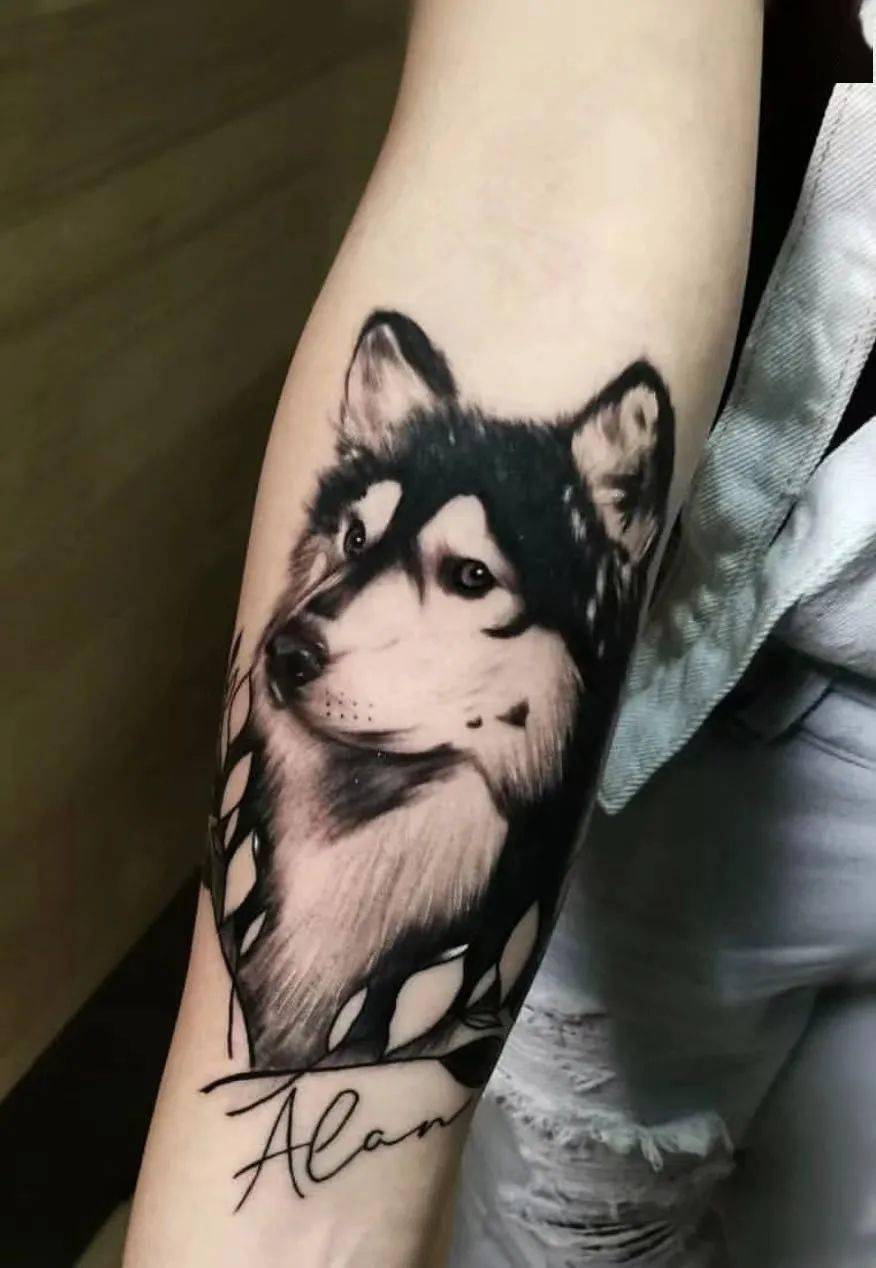 傻傻惹人爱的"二哈"哈士奇纹身