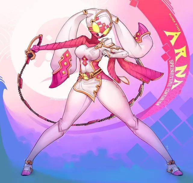 假面骑士aena,以"兔子"为主题,淡粉色的紧身式护甲,配合长长的双马尾