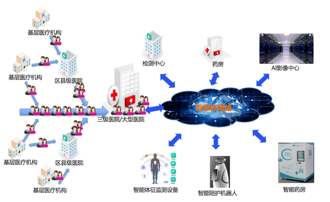 图2 以分级诊疗为运行平台的运行模式"2 1诊疗 分布式医检"诊疗流程2