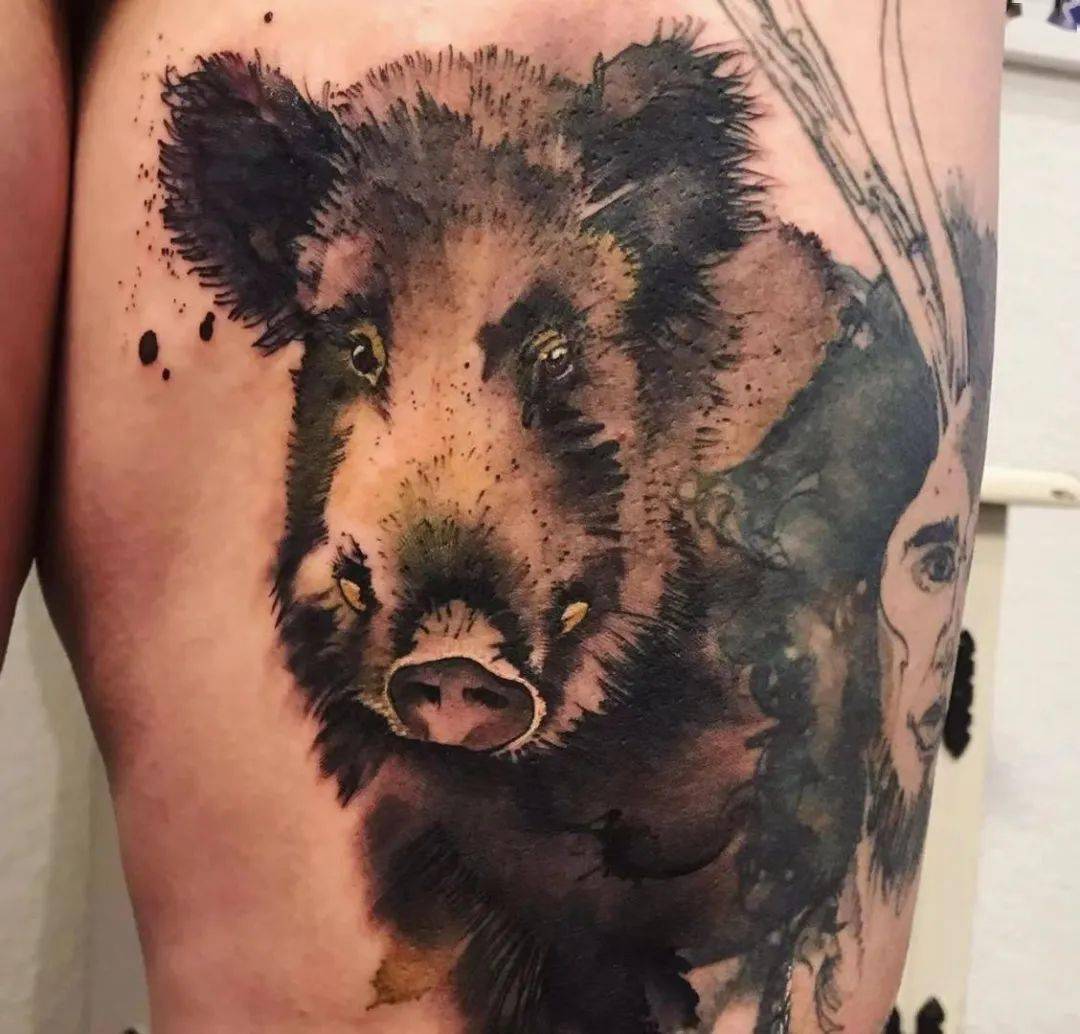霸气野猪纹身图片
