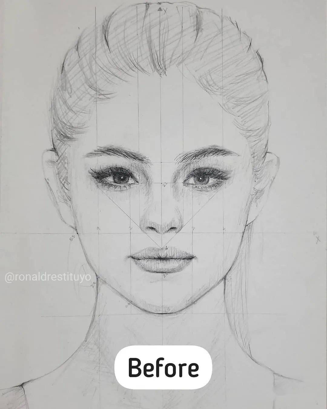 素描人像的黄金分割点上附过程