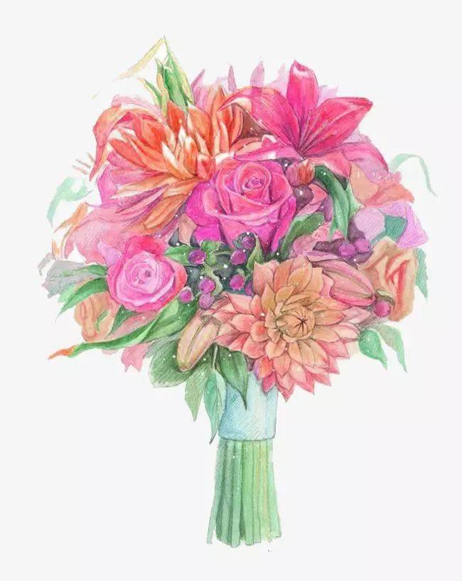清新的水彩手捧花适合临摹练习的手绘花束素材收藏