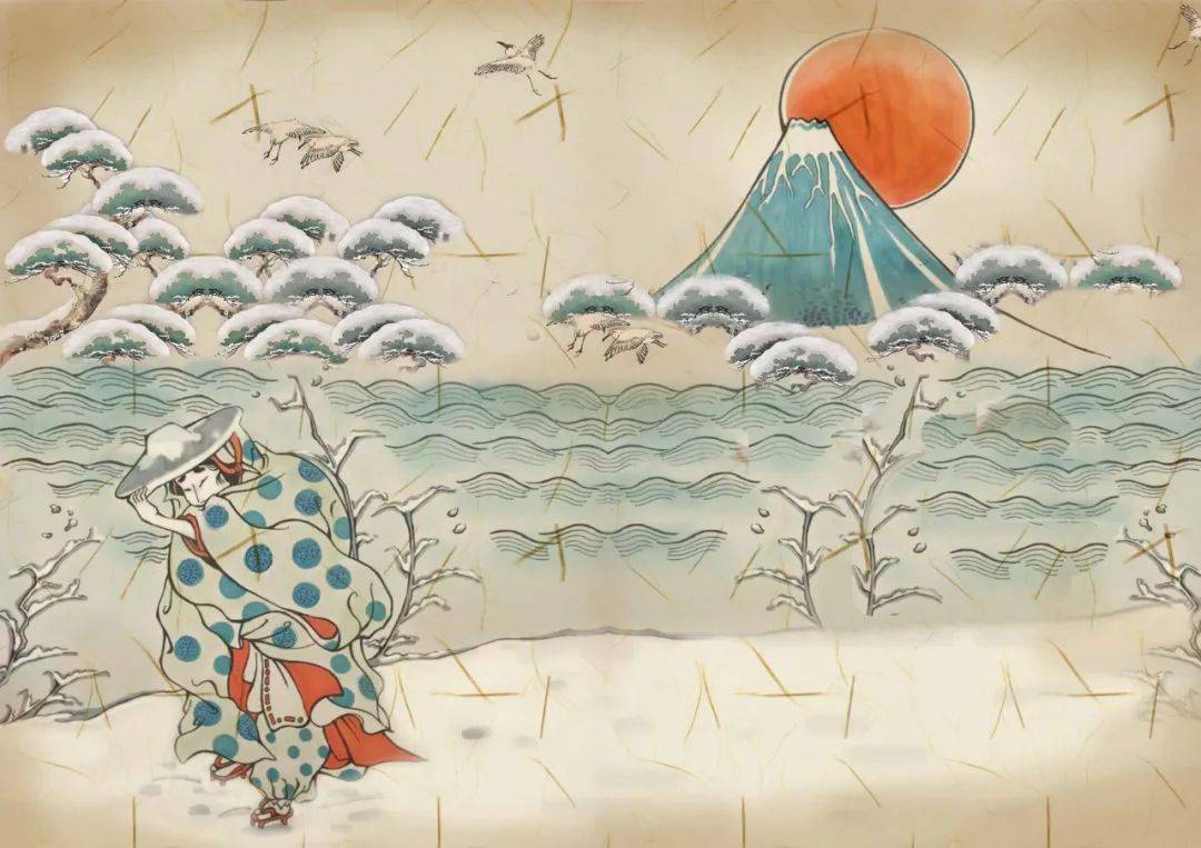图层分析丨16款日本文化女人头饰发髻浮世绘手绘插画仙鹤和风229期