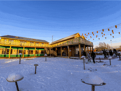 绿码心情来稻梦小镇体验贼过瘾的戏雪快来撒欢儿