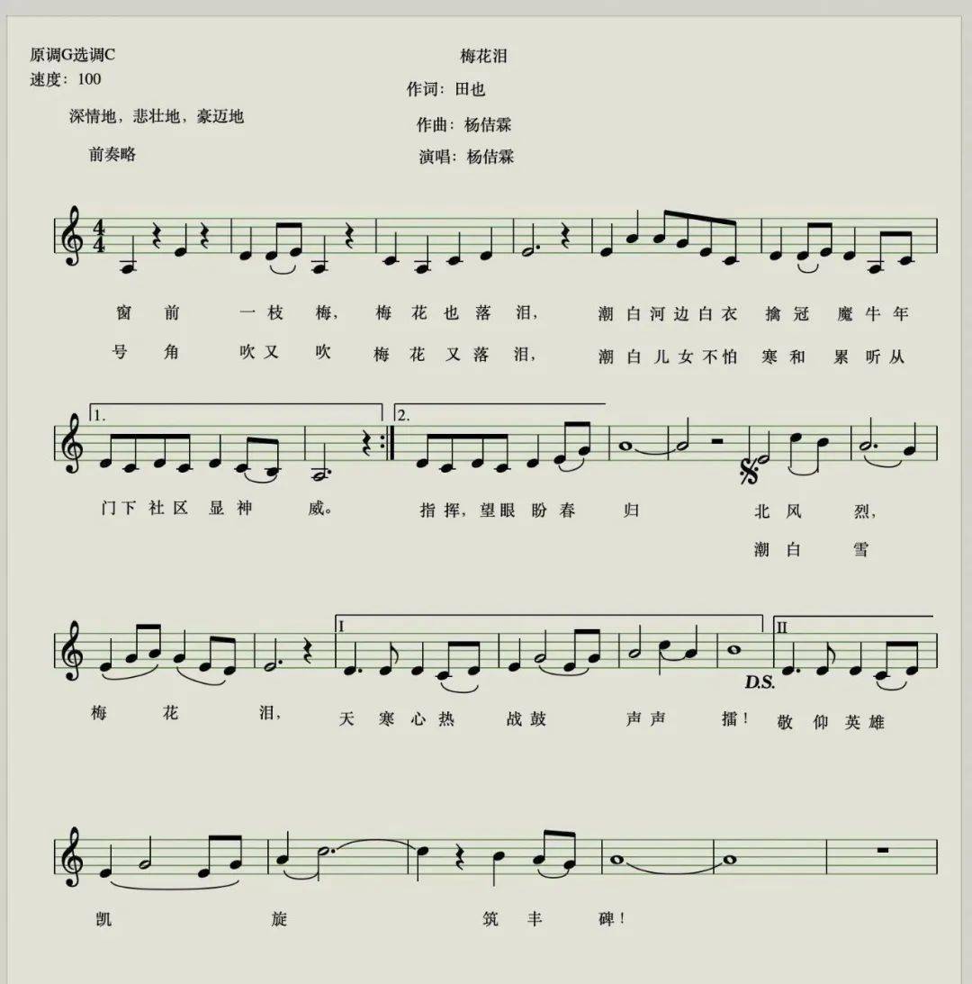 曲谱网梅花泪_梅花泪曲谱简谱(2)