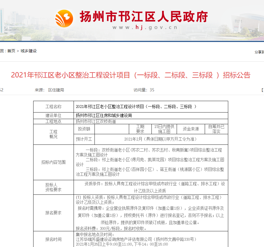 邗江区住房和城乡建设局发布了昨日(1月20日)老小区改造都是大家关心