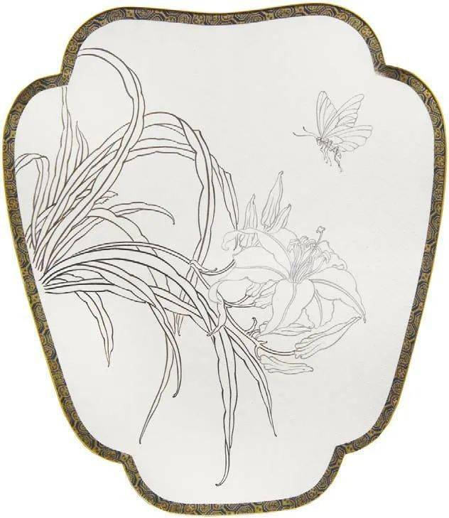 一学就会画工笔萱草扇面