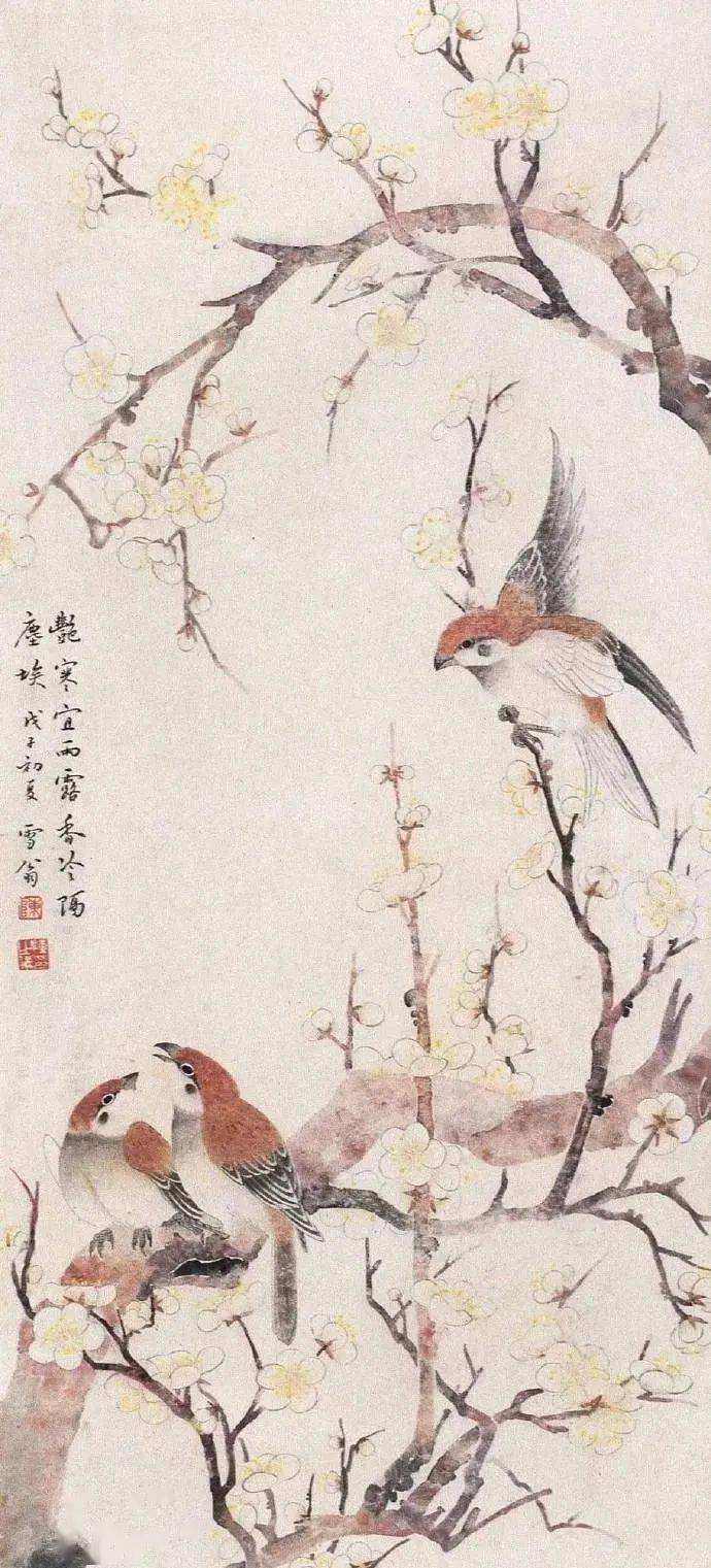 这梅花小鸟图，好美