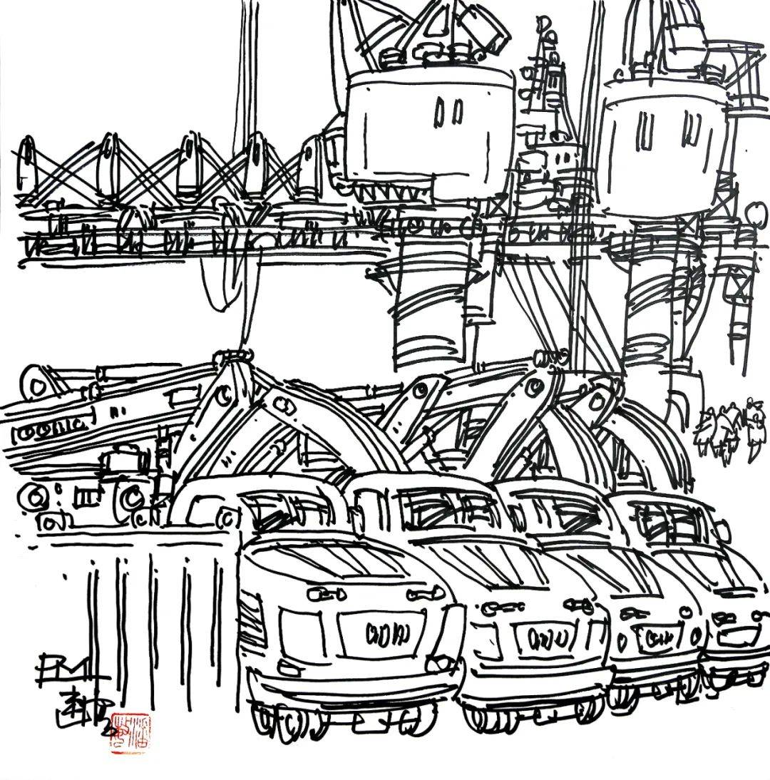 笔触为我们速写出一幅幅奔放有力的港口画像1月29日—3月3日大港印象