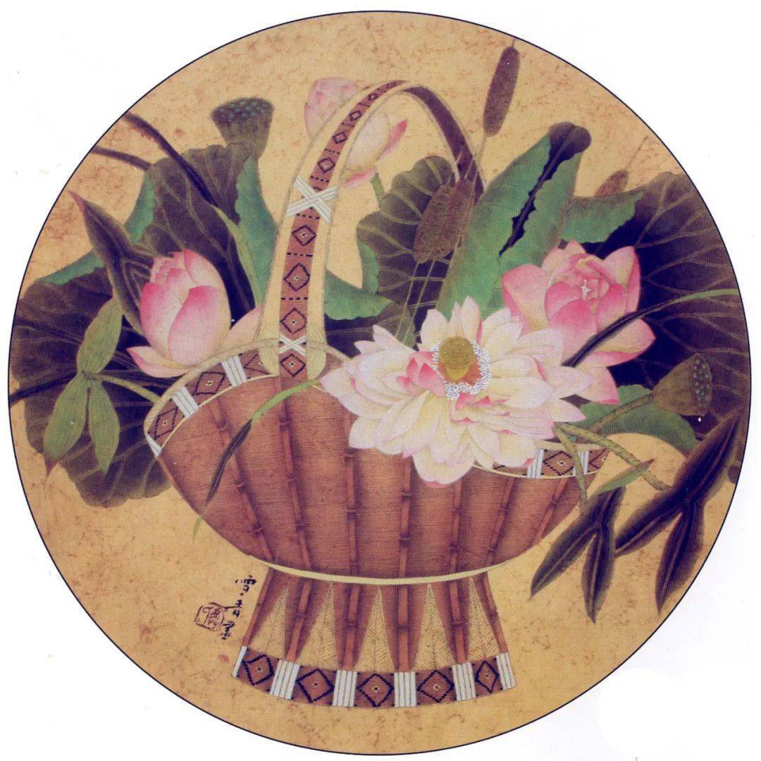 【国画教程】《花篮图》绘制步骤_藤黄