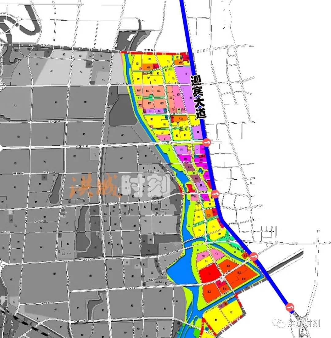 了居住 商业的功能组团,从控规图看,迎宾大道西侧规划为城市商务片区
