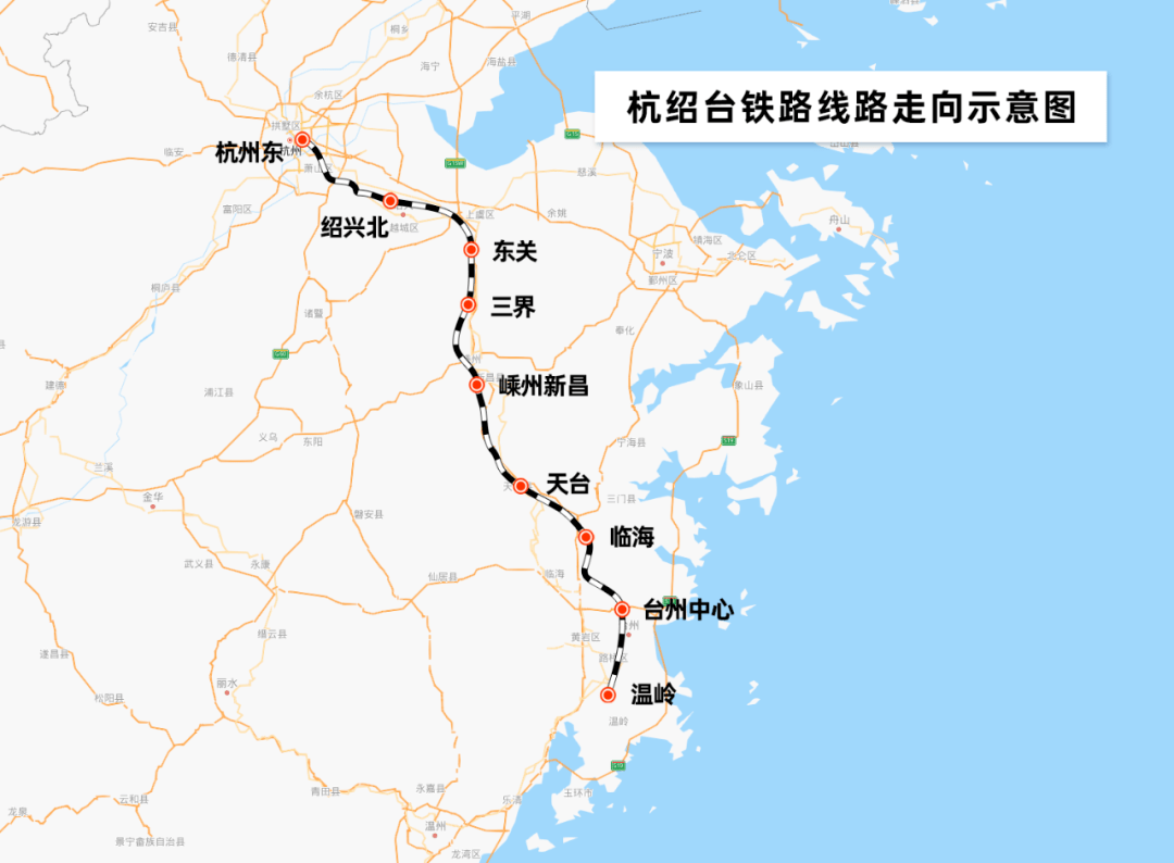 制图/殷超杭绍台铁路建成运营后,将连通沪昆高铁,商合杭高铁,宁杭高铁