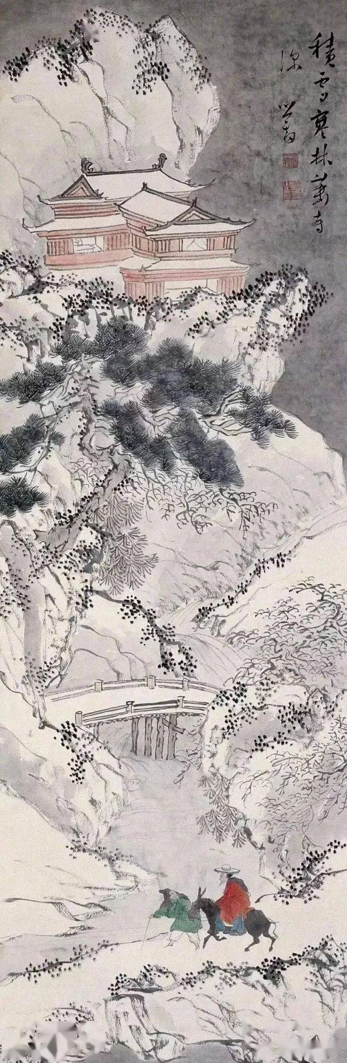 这雪景山水,空灵!_张大千