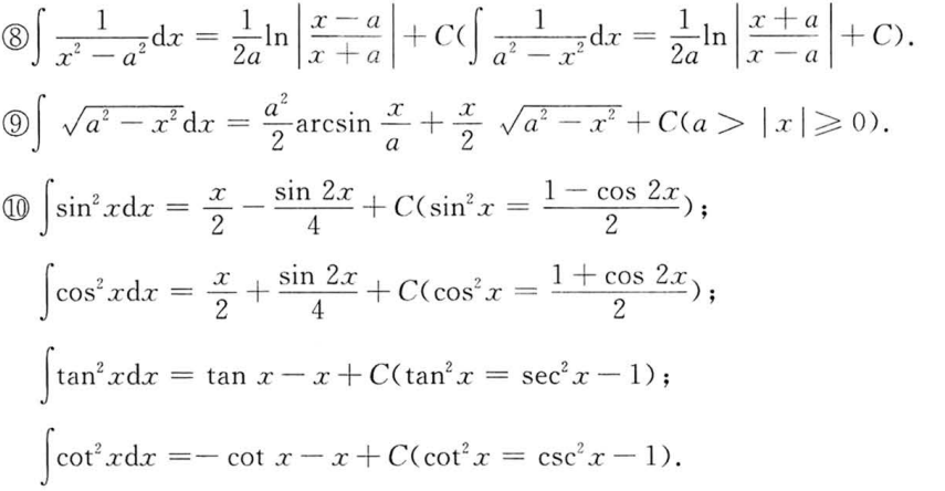 22考研 不定积分的积分法 一 公式