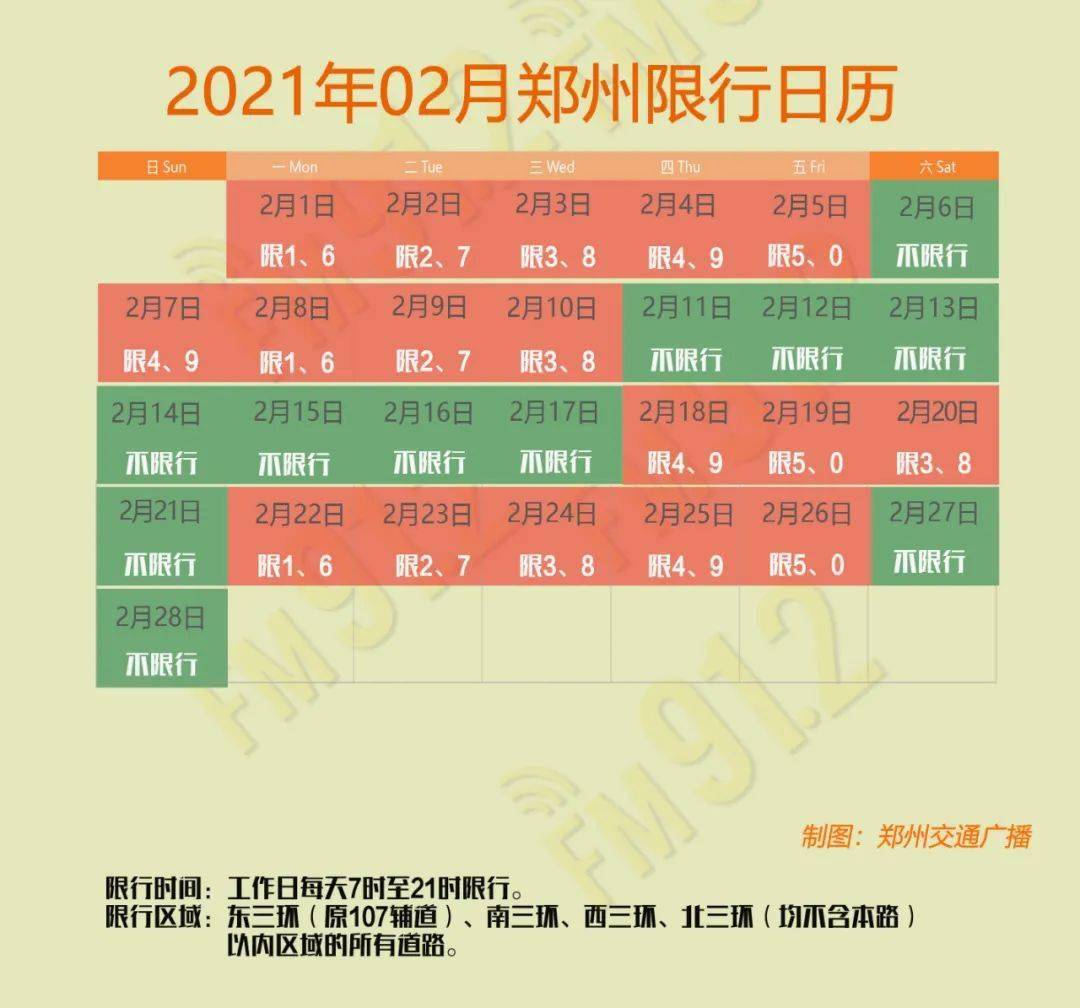 2021年郑州限号时间图片