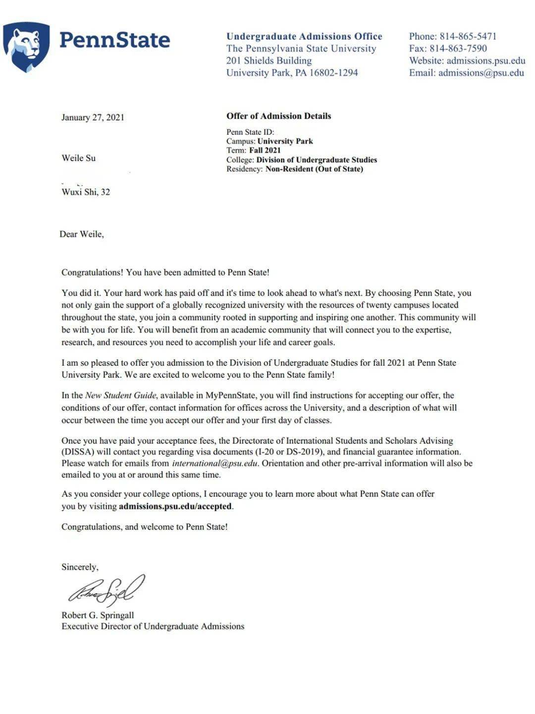 用一波宾夕法尼亚州立大学的录取offer和鼠年说再见!