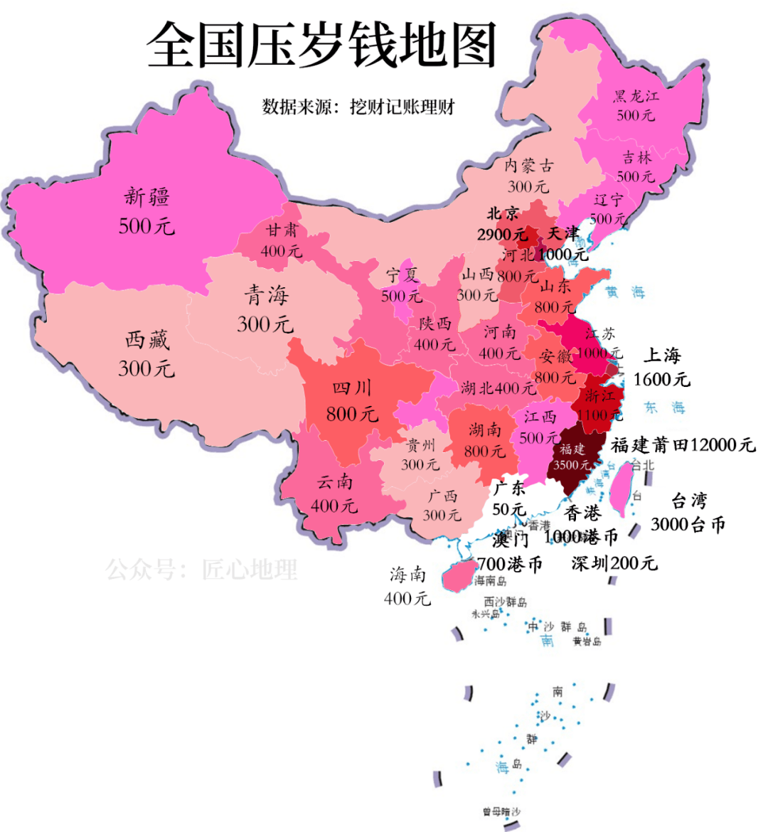 多少合适?一图了解全国各地红包发多少