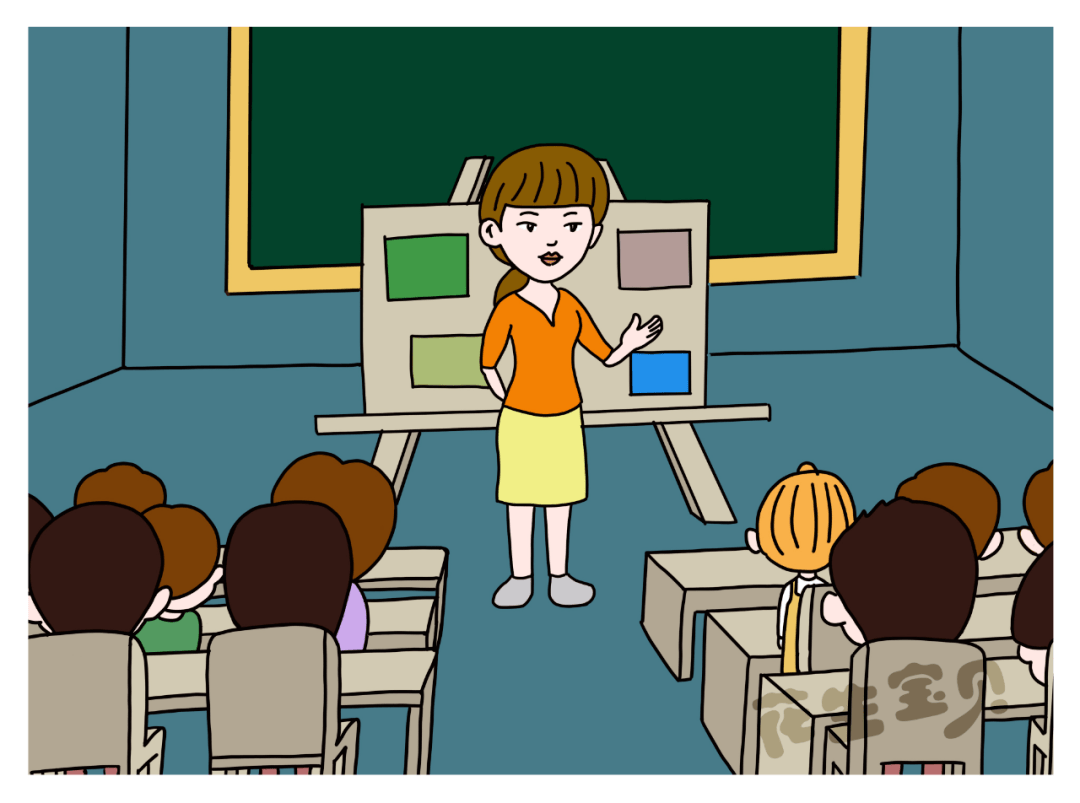 早上,花宝背着书包一蹦一跳地回到教室,见到同学们就开心分享着大家