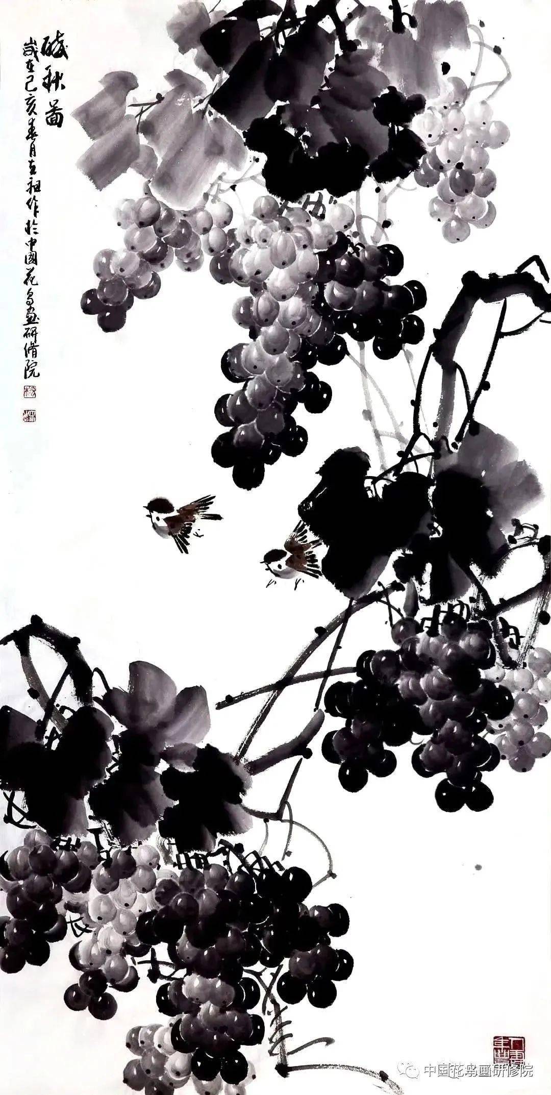 满架高撑紫络索一枝斜亸金琅珰3月6日和杨立祖老师一起画葡萄