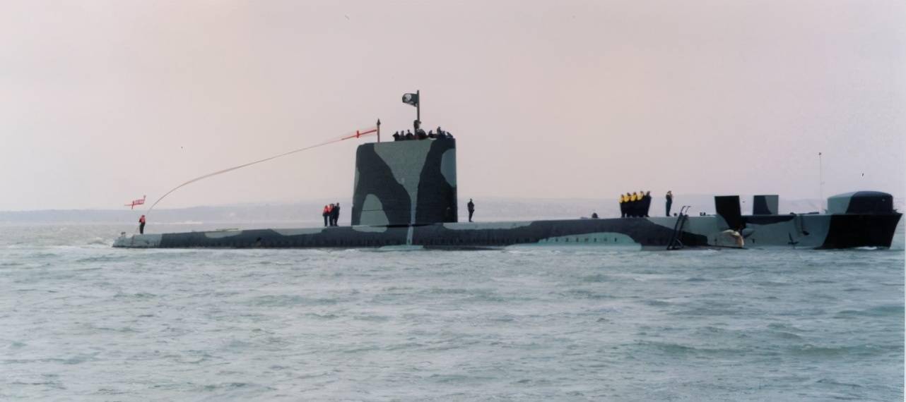 British Submarine painted with camouflage