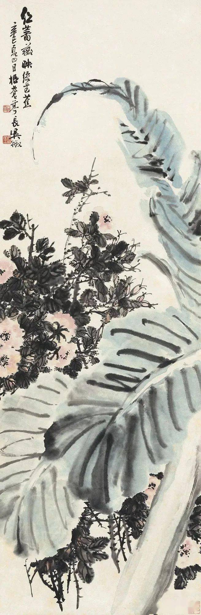 菊石芭蕉陈半丁 菊石牡丹江寒汀 芭蕉黄鹂管平湖 芭蕉仕女潘天寿 芭蕉