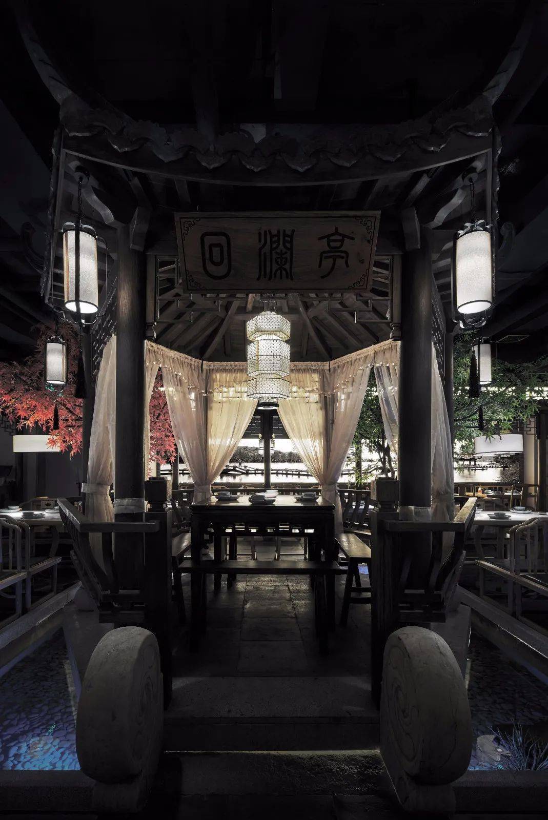 空间新中式江南庭院餐厅设计这意境绝了