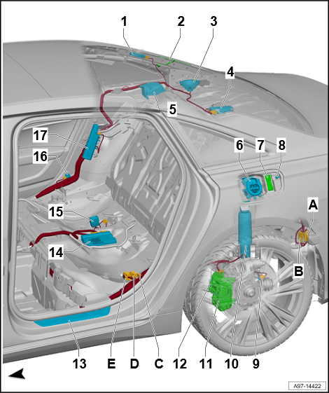 2019-2020年奥迪a6-hybrid车型电路元件位置图解(中后部元件位置)_搜
