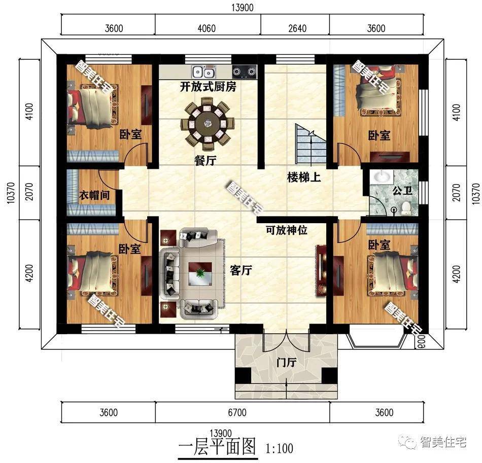 139103米農村別墅兩層帶堂屋戶型主體造價26萬