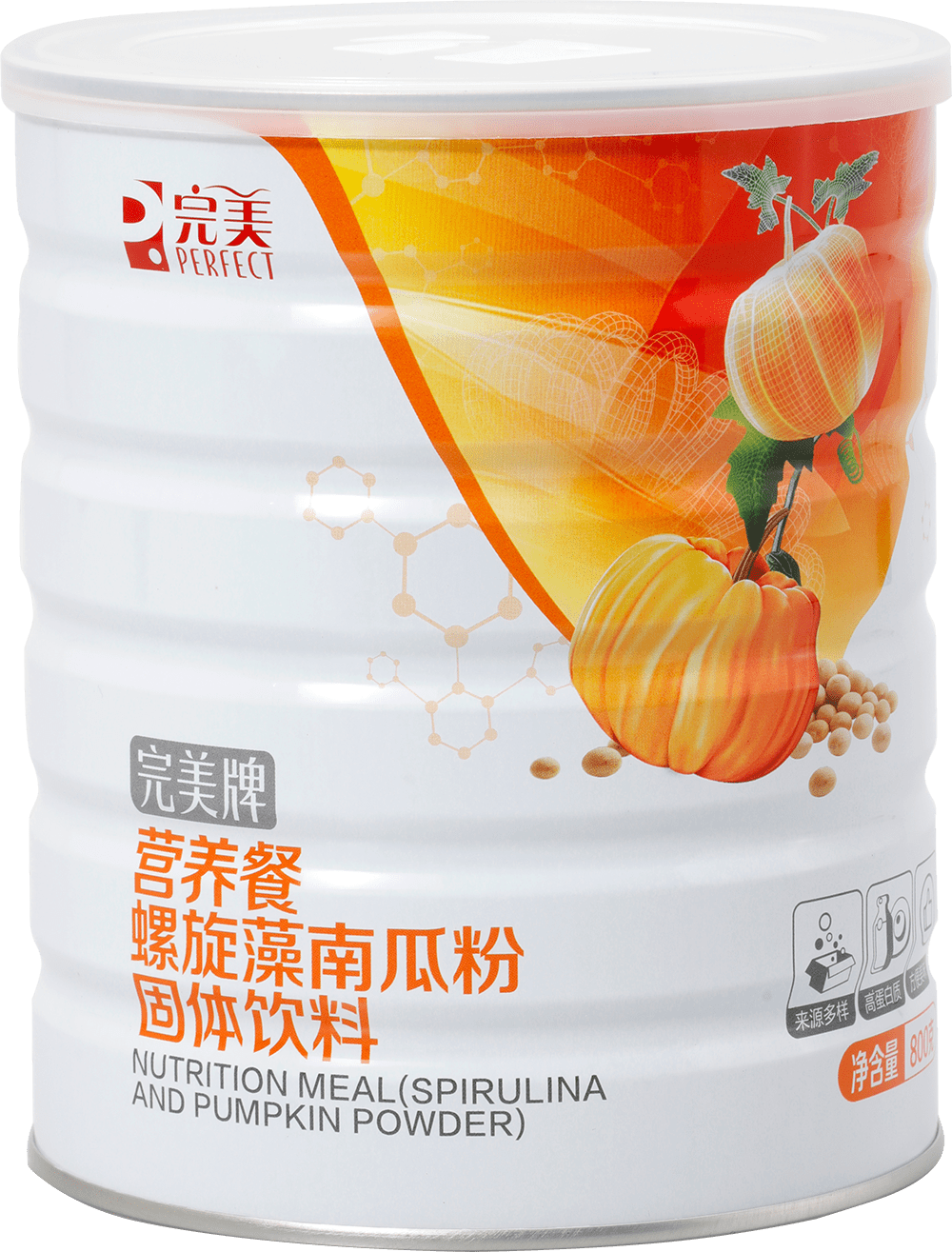 选用螺旋藻,大豆蛋白粉,低聚果糖,南瓜粉蕴含膳食纤维,益生元添加小麦