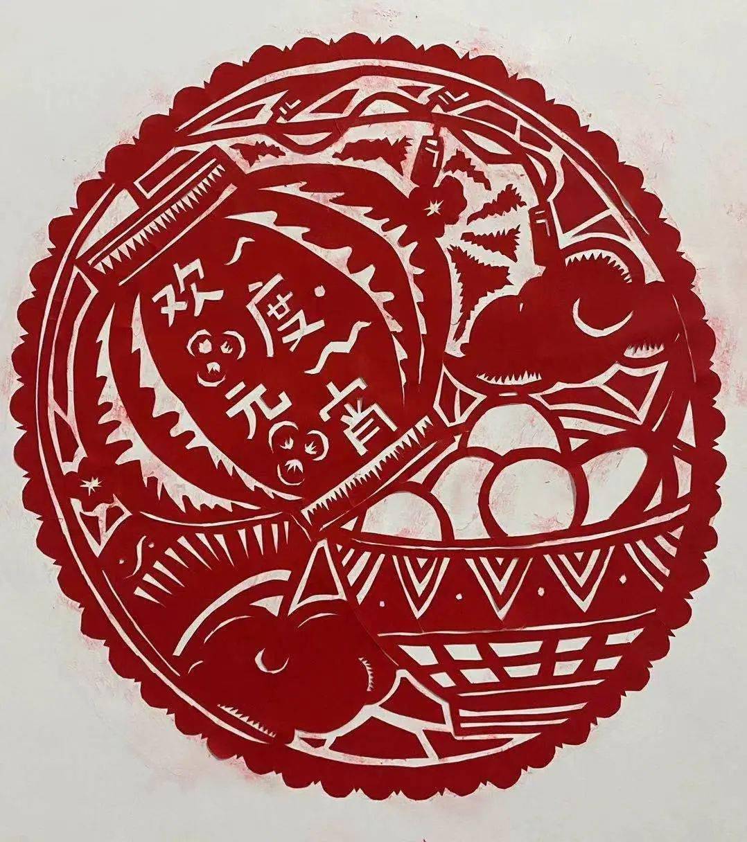 《舞龙舞狮闹元宵》剪纸《喜闹元宵》上元市集花市92尘,朱98如绣